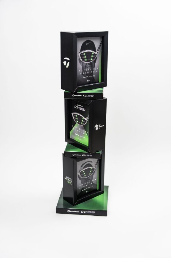 TaylorMade Qi35 tiered retail display tower